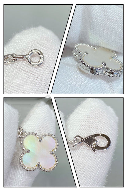 [LUXE]CLOVER 5 MOTIF WHITE MOP SILVER BRACELET