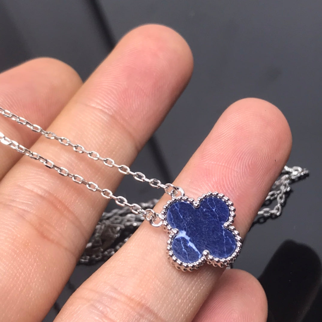 [LUXE]CLOVER PIETERSITE SILVER LONG NECKLACE