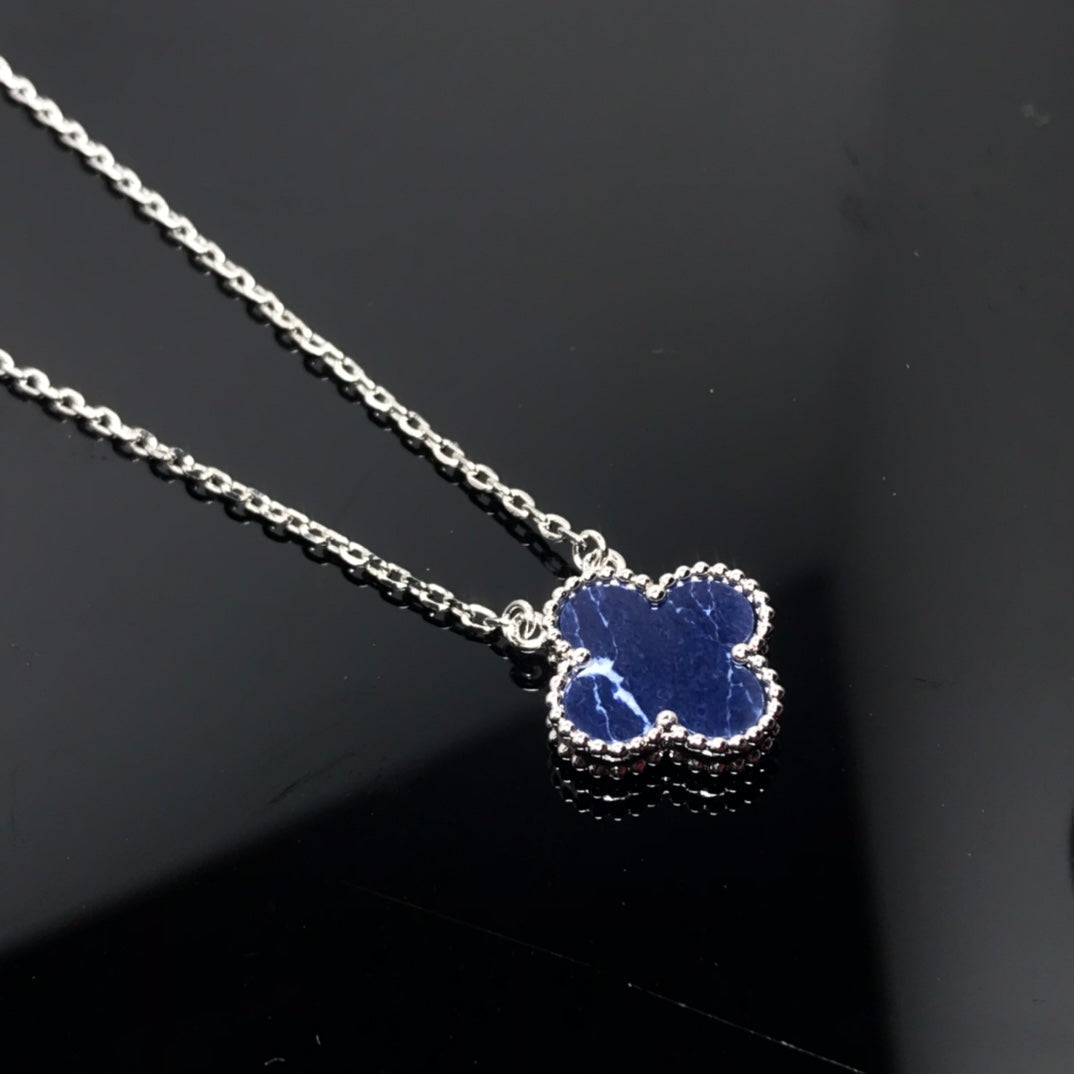 [LUXE]CLOVER PIETERSITE SILVER LONG NECKLACE