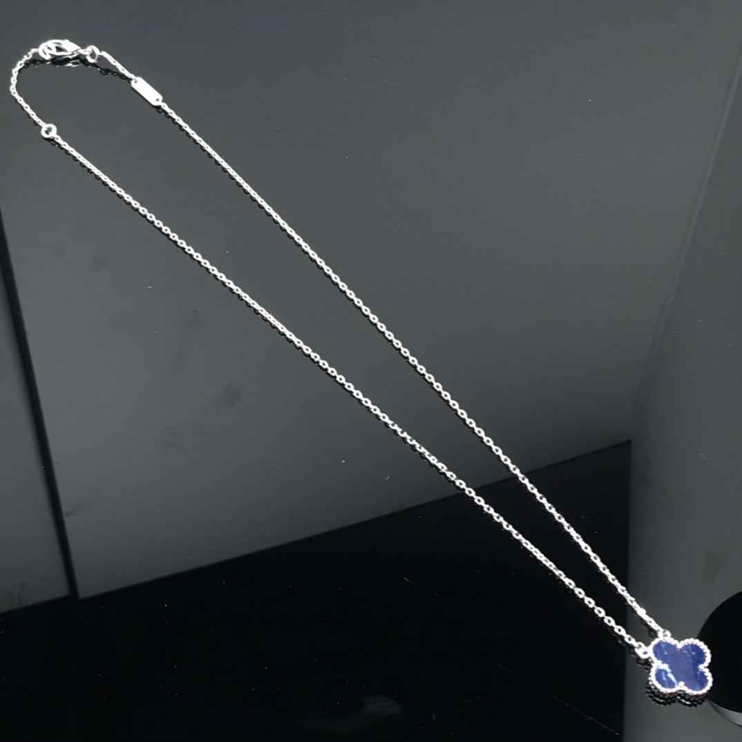 [LUXE]CLOVER PIETERSITE SILVER LONG NECKLACE
