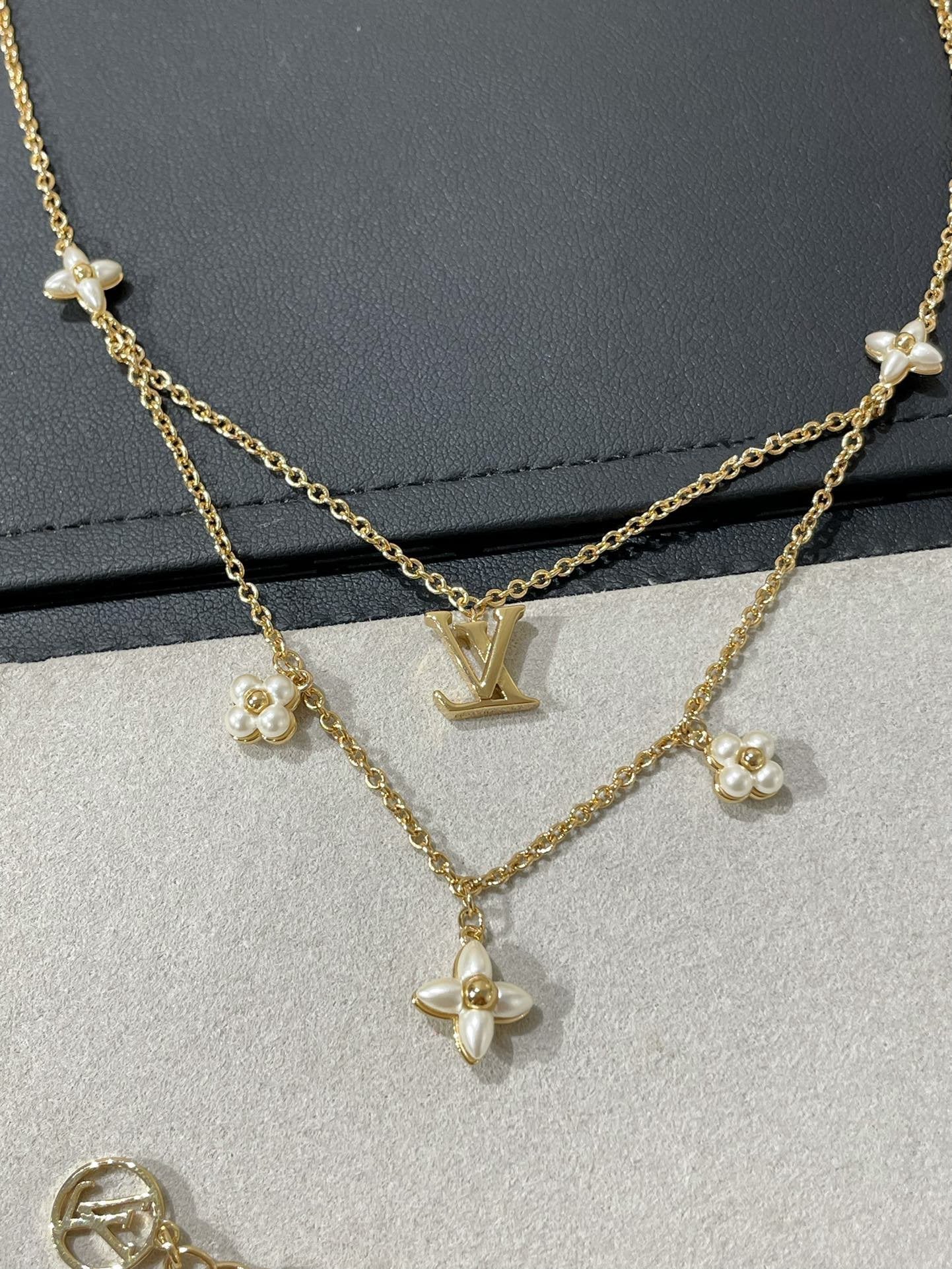 [LUXE]FLOWERGRAM GOLD MOP DOUBLE ROW NECKLACE