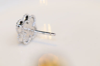 [LUXE]CLOVER MINI TURQUOISE SILVER STUD EARRINGS