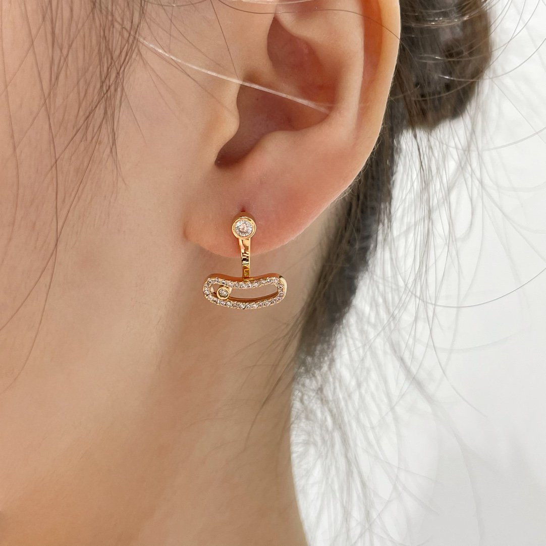 [LUXE]MOVE UNO PINK GOLD DIAMOND EARRINGS