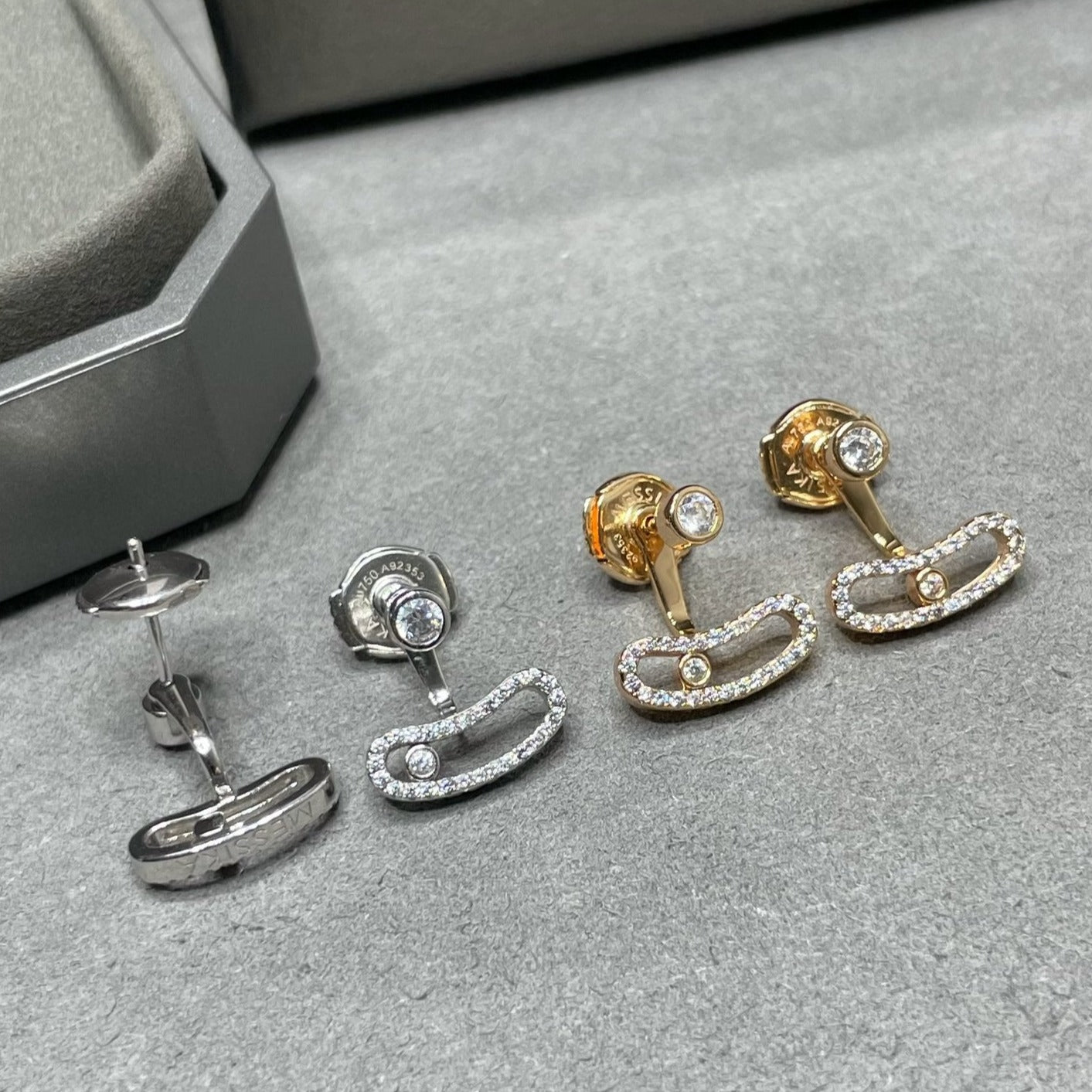 [LUXE]MOVE UNO PINK GOLD DIAMOND EARRINGS