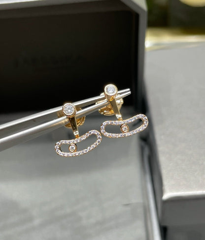 [LUXE]MOVE UNO PINK GOLD DIAMOND EARRINGS