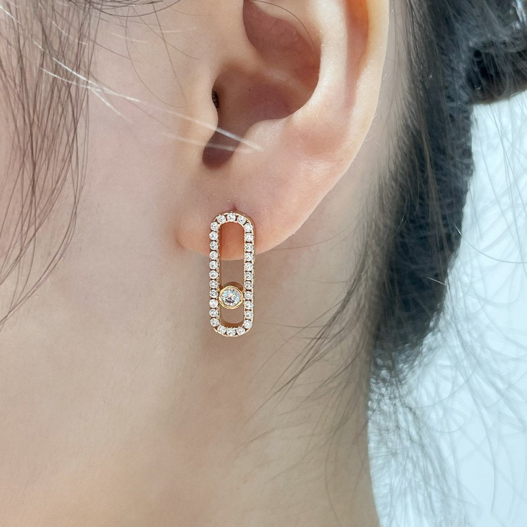 [LUXE]MOVE UNO STUD DIAMOND PAVED EARRINGS