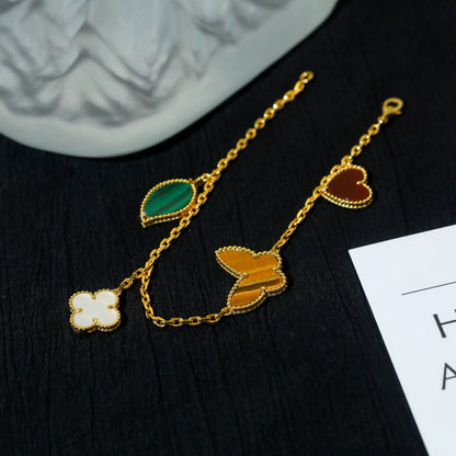 [LUXE]LUCKY SPRING 5 MOTIF GOLD BRACELET