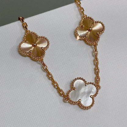 [LUXE]CLOVER WHITE PEARL MOP 5 MOTIF BRACELET COLLECTION