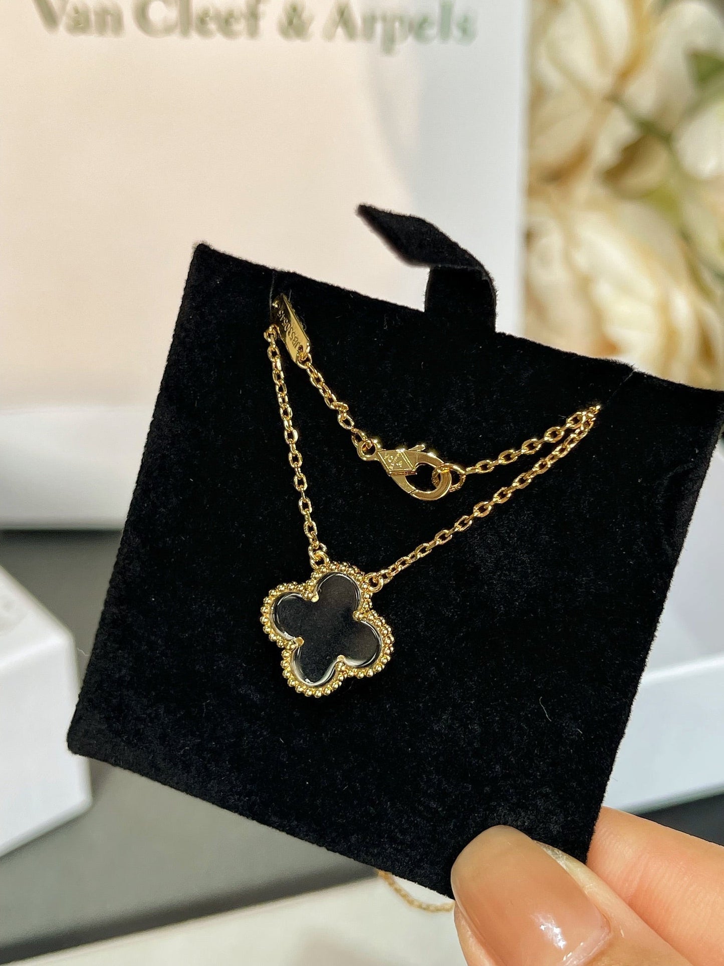 [LUXE]CLOVER ROCK CRYSTAL ROSE GOLD NECKLACE