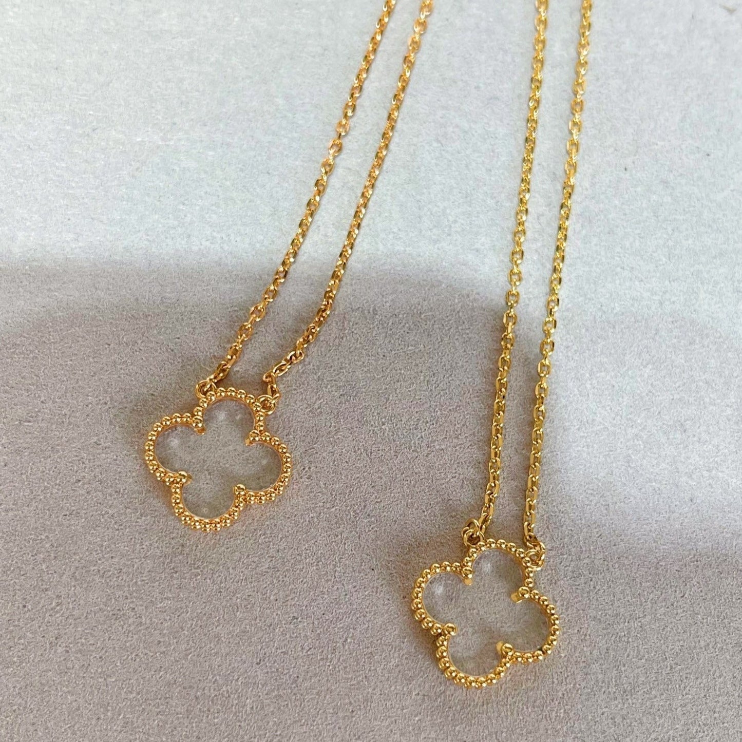 [LUXE]CLOVER ROCK CRYSTAL ROSE GOLD NECKLACE