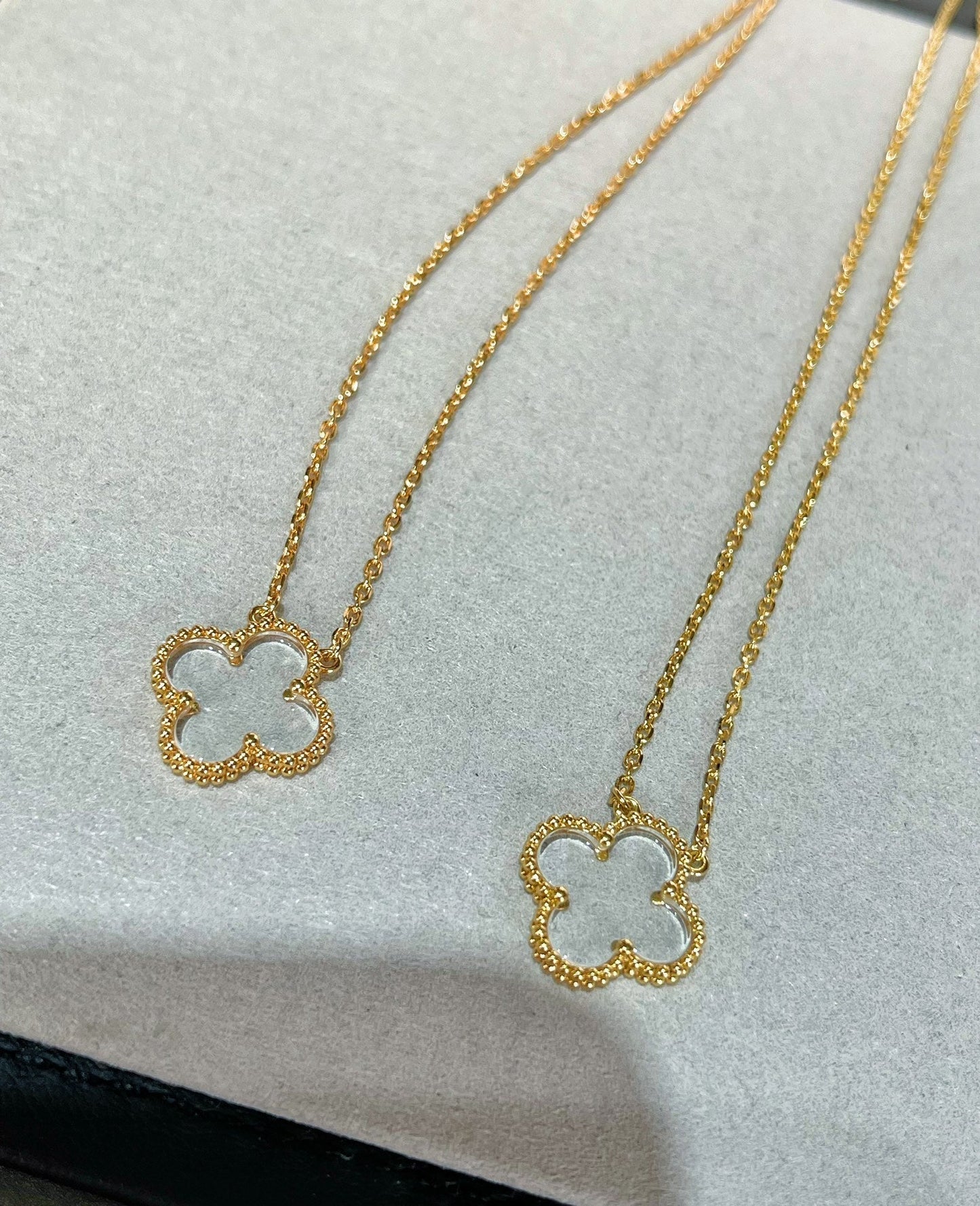 [LUXE]CLOVER ROCK CRYSTAL ROSE GOLD NECKLACE
