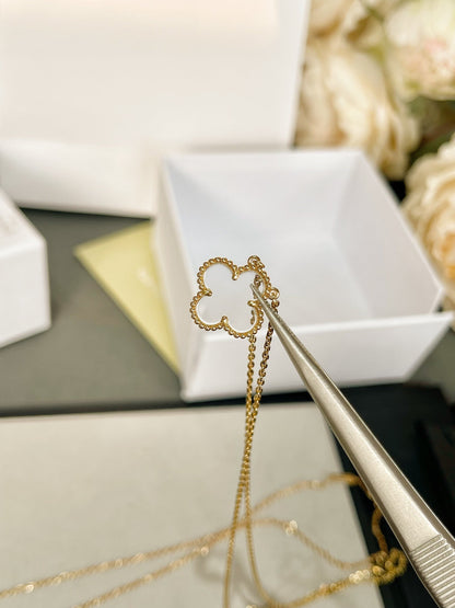 [LUXE]CLOVER ROCK CRYSTAL ROSE GOLD NECKLACE