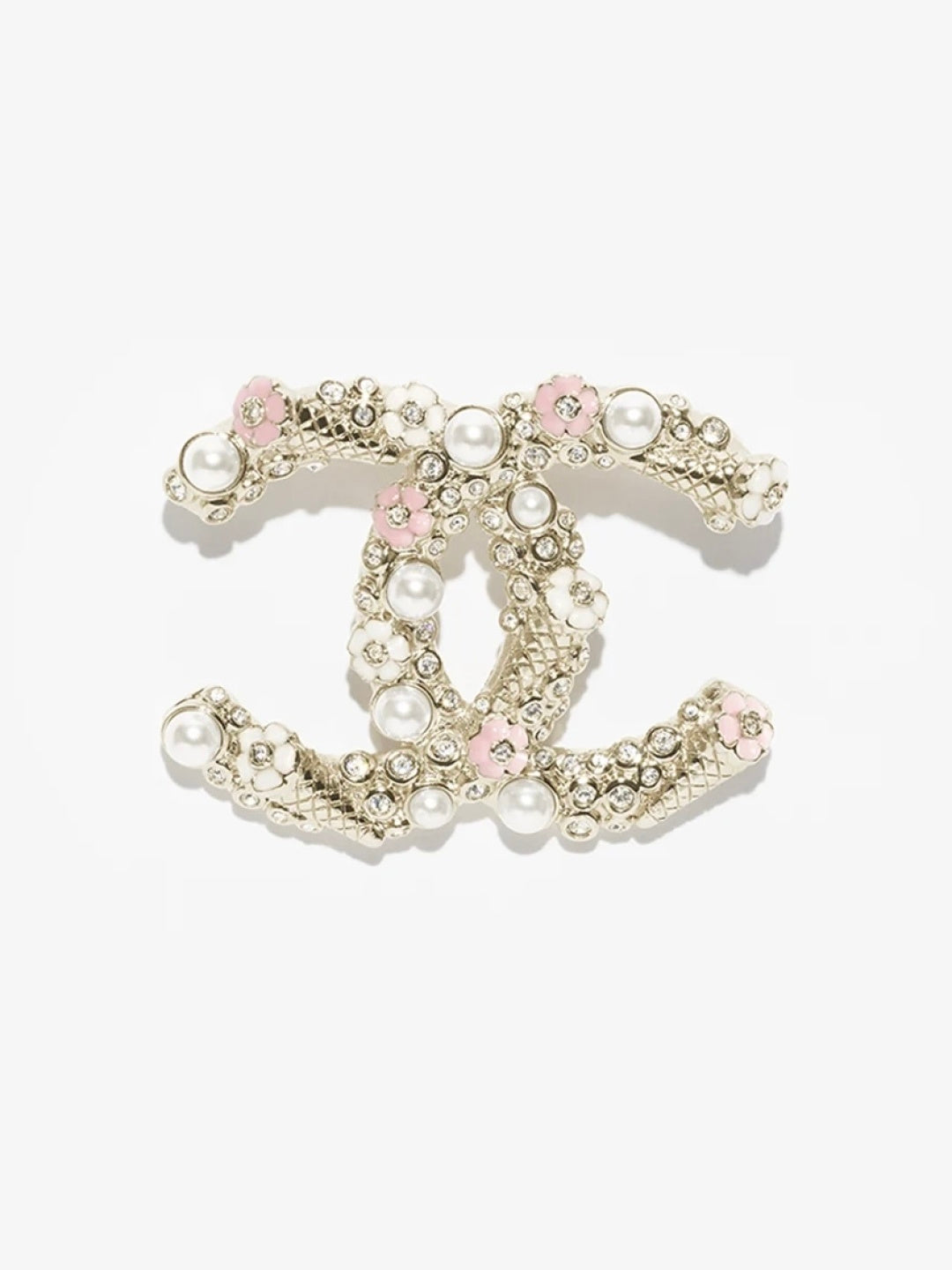 [LUXE]26C Pink-White Enamel Ice Cream Cone Double C Brooch
