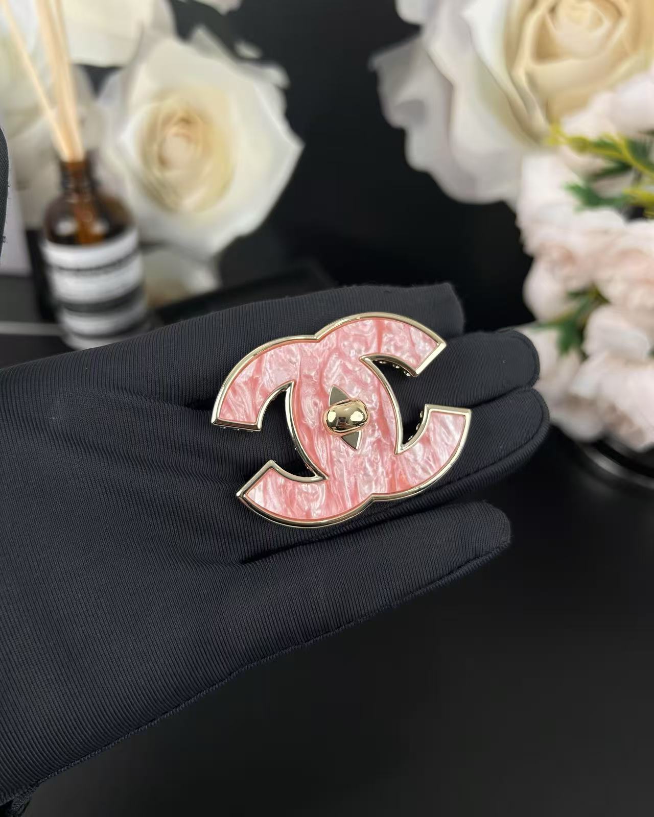 [LUXE]Pink Resin Classic Brooch 5cm