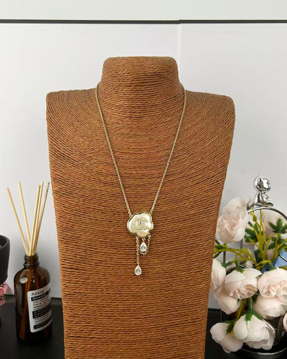 [LUXE]Cloud Pearl Mother-of-Pearl Diamond Chain Pendant Necklace