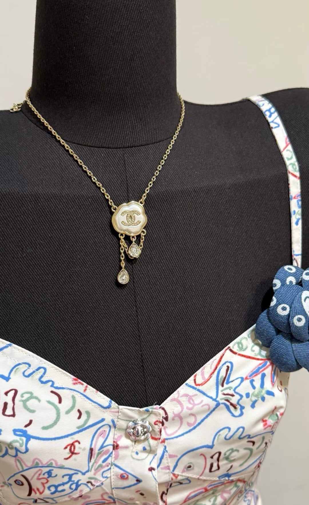 [LUXE]Cloud Pearl Mother-of-Pearl Diamond Chain Pendant Necklace