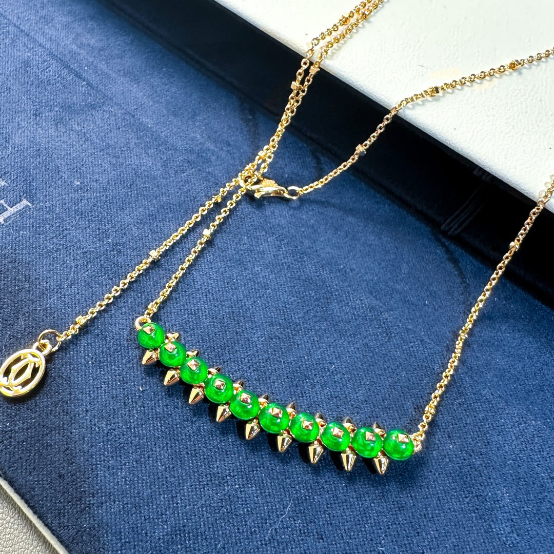 [LUXE]New Arrival: Green Bead Rivet Necklace