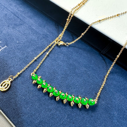 [LUXE]New Arrival: Green Bead Rivet Necklace