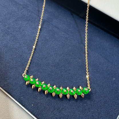 [LUXE]New Arrival: Green Bead Rivet Necklace