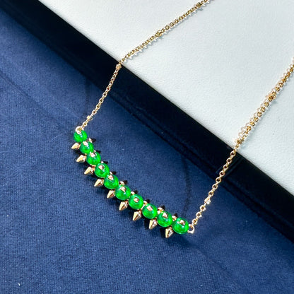 [LUXE]New Arrival: Green Bead Rivet Necklace