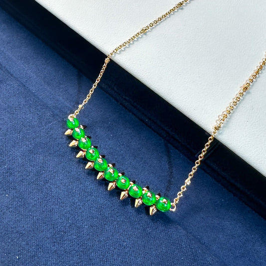 [LUXE]New Arrival: Green Bead Rivet Necklace