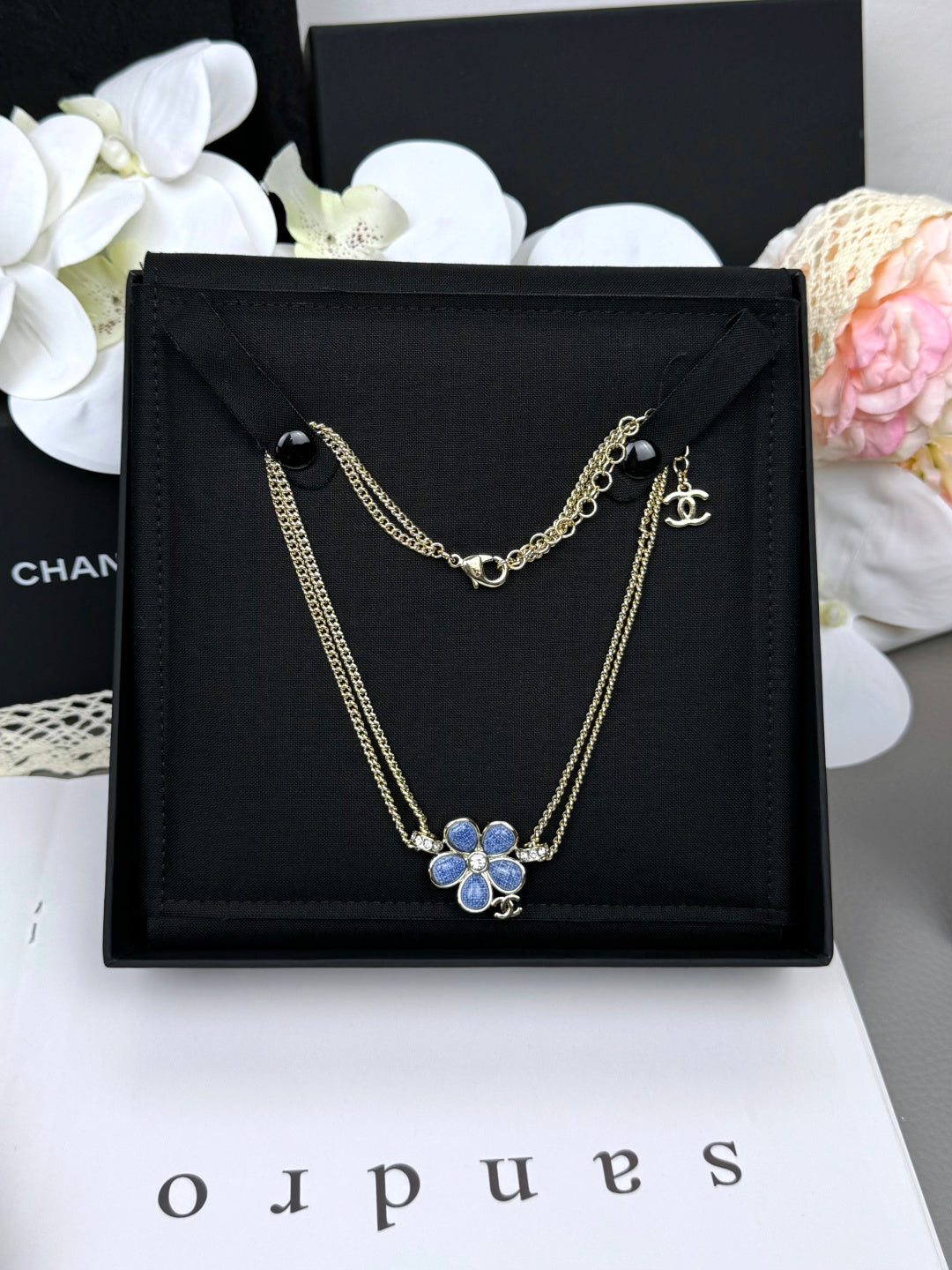 [LUXE]New Blue Floral Double-Layer Necklace
