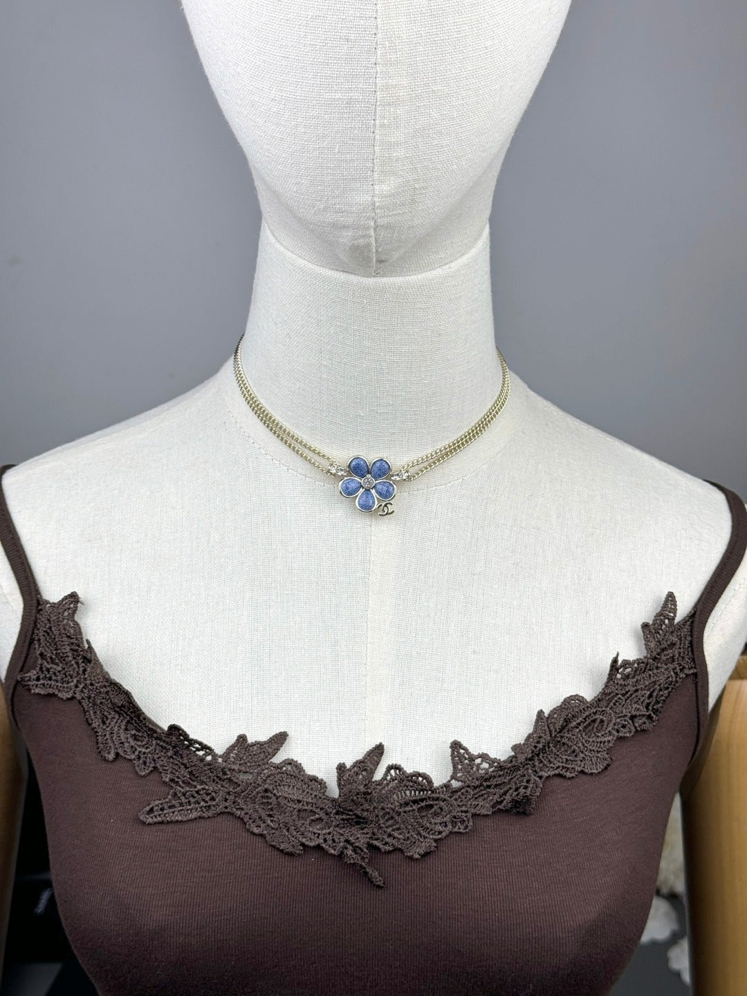 [LUXE]New Blue Floral Double-Layer Necklace