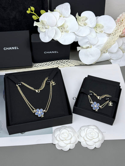 [LUXE]VOLTE New Blue Floral Double-Layer Bracelet