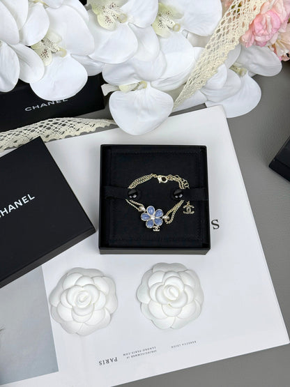 [LUXE]VOLTE New Blue Floral Double-Layer Bracelet