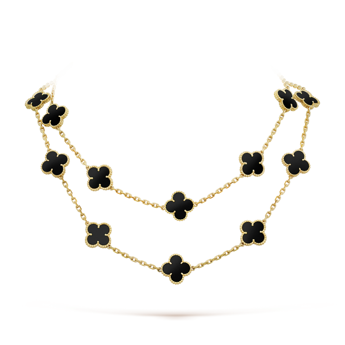 [LUXE]CLOVER 20 MOTIFS ONYX NECKLACE