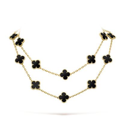 [LUXE]CLOVER 20 MOTIFS ONYX NECKLACE