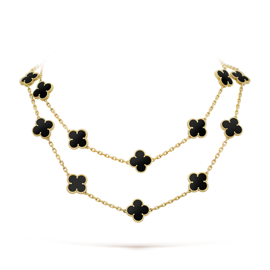 [LUXE]CLOVER 20 MOTIFS ONYX NECKLACE