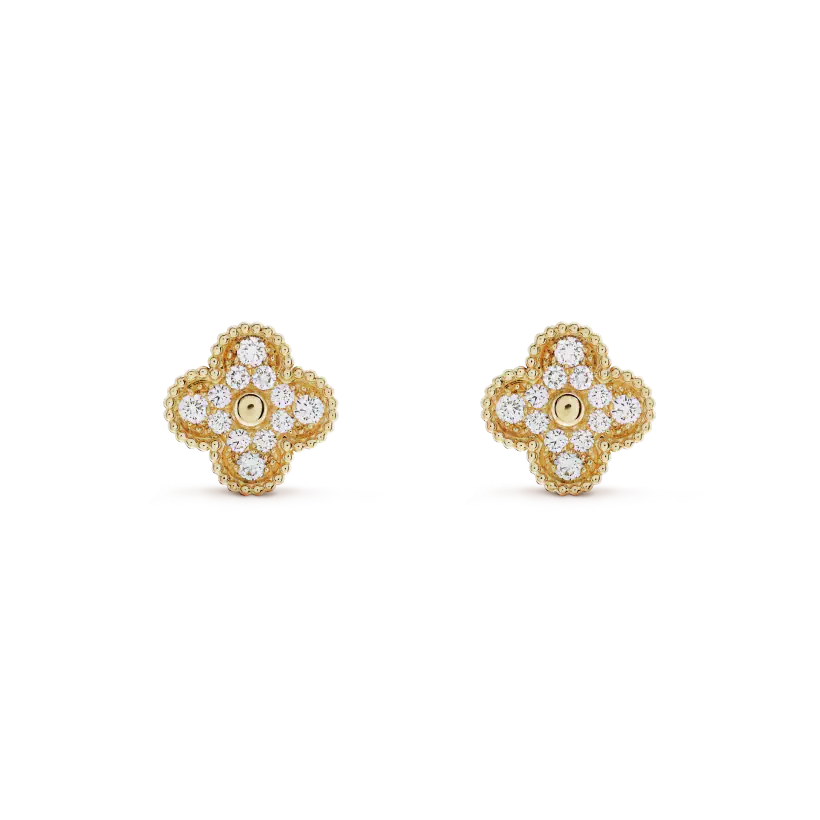 [LUXE]CLOVER MEDIUM 1 MOTIFS FUll DIAMOND EARRINGS
