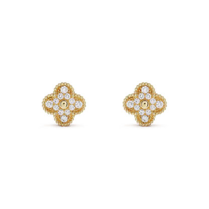 [LUXE]CLOVER MEDIUM 1 MOTIFS FUll DIAMOND EARRINGS