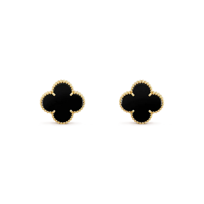 [LUXE]CLOVER MEDIUM 1 MOTIFS  ONYX STUD EARRINGS