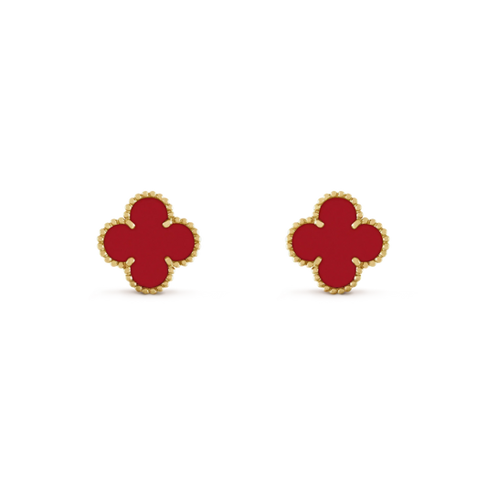 [LUXE]CLOVER MINI 9.5MM CARNELIAN EARRINGS