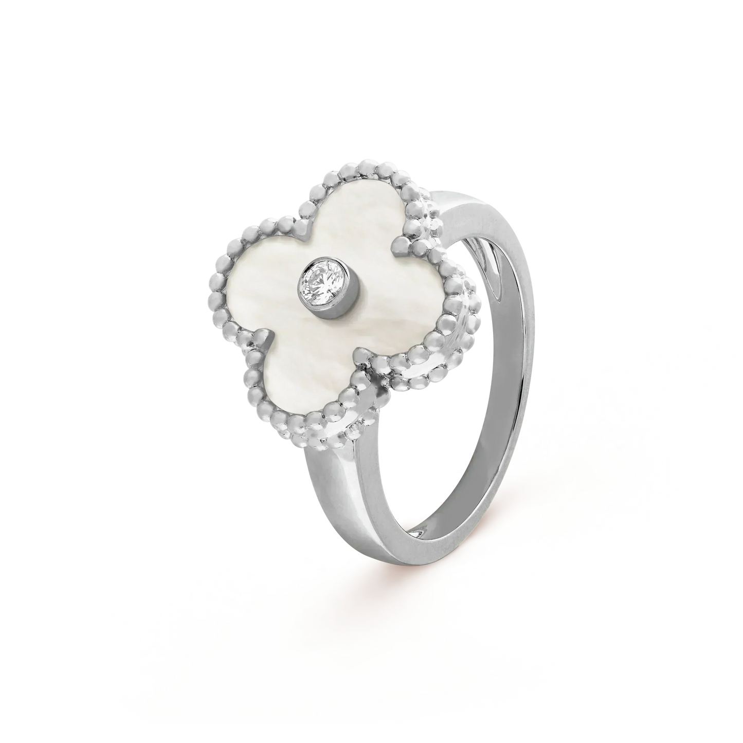 [LUXE]CLOVER SILVER MOP DIAMOND RING