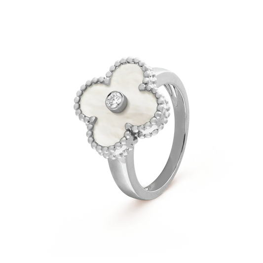 [LUXE]CLOVER SILVER MOP DIAMOND RING