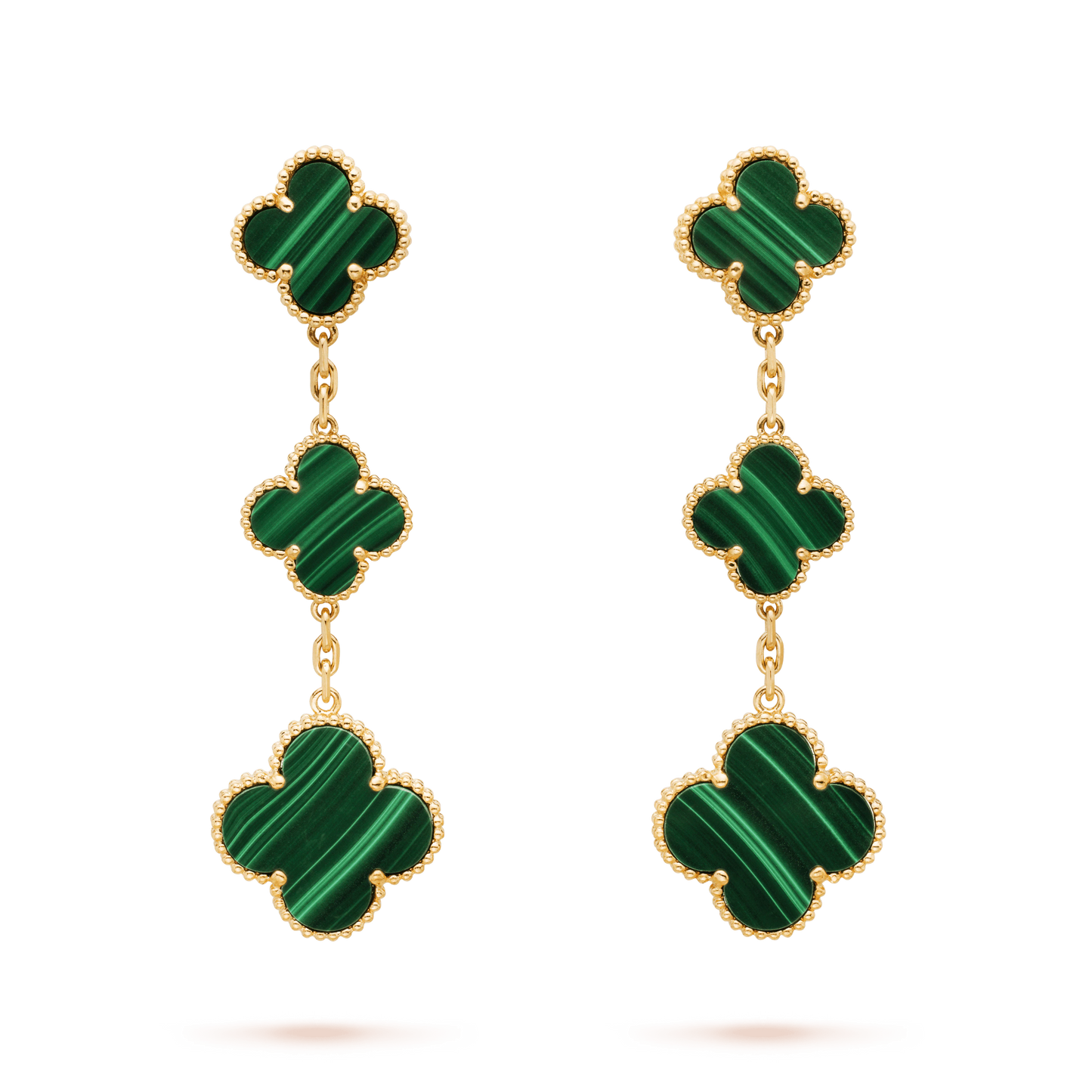[LUXE]CLOVER MALACHITE 3 MOTIFS GOLD