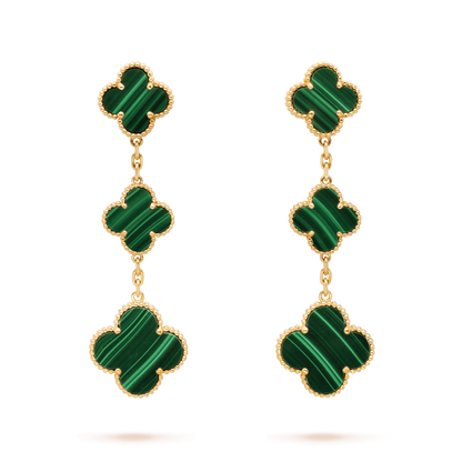 [LUXE]CLOVER MALACHITE 3 MOTIFS GOLD