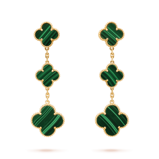 [LUXE]CLOVER MALACHITE 3 MOTIFS GOLD