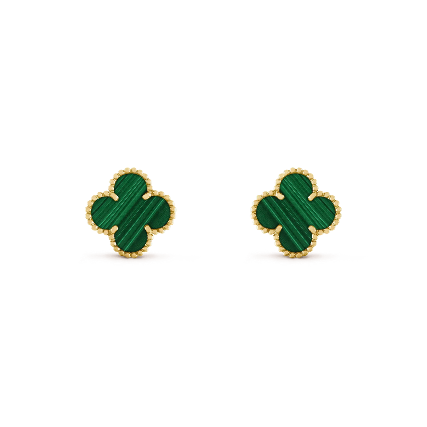 [LUXE]CLOVER MEDIUM 1 MOTIFS MALACHITE  EARRINGS