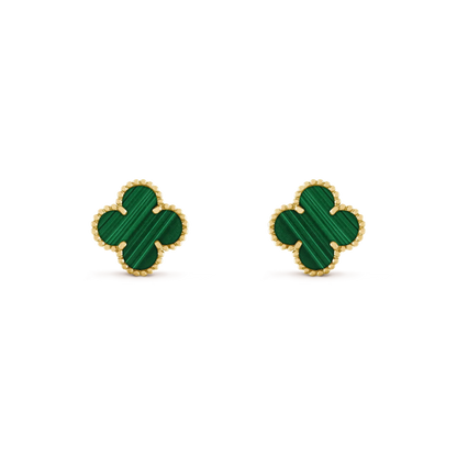 [LUXE]CLOVER MEDIUM 1 MOTIFS MALACHITE  EARRINGS