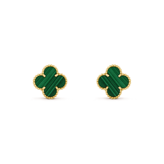 [LUXE]CLOVER MEDIUM 1 MOTIFS MALACHITE  EARRINGS