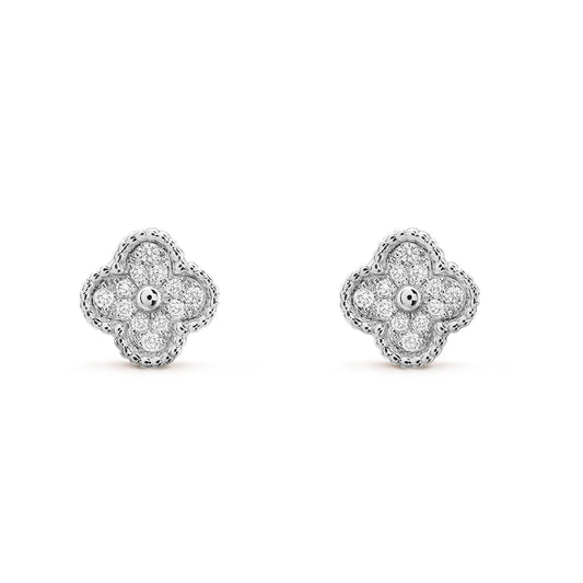 [LUXE]CLOVER MINI DIAMOND STUD EARRINGS