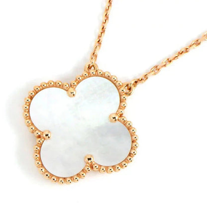 [LUXE]CLOVER 15MM WHITE MOTHER-OF-PEARL GOLD NECKLACE