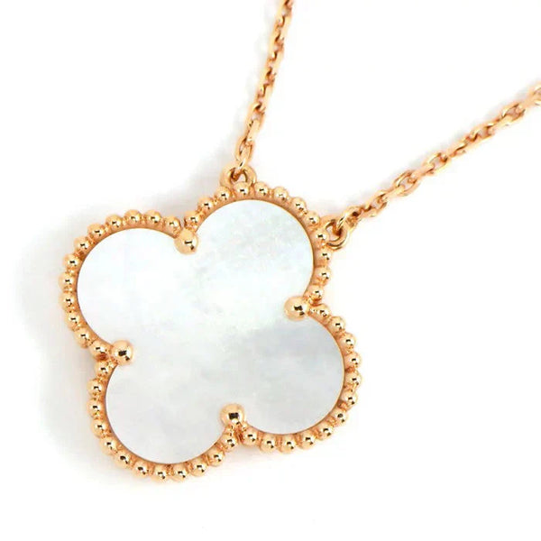 [LUXE]CLOVER 15MM WHITE MOTHER-OF-PEARL GOLD NECKLACE