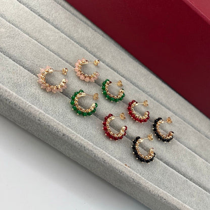 [LUXE]NEW COLORED GEMSTONE COLLECTION SMALL HOOP EARRINGS