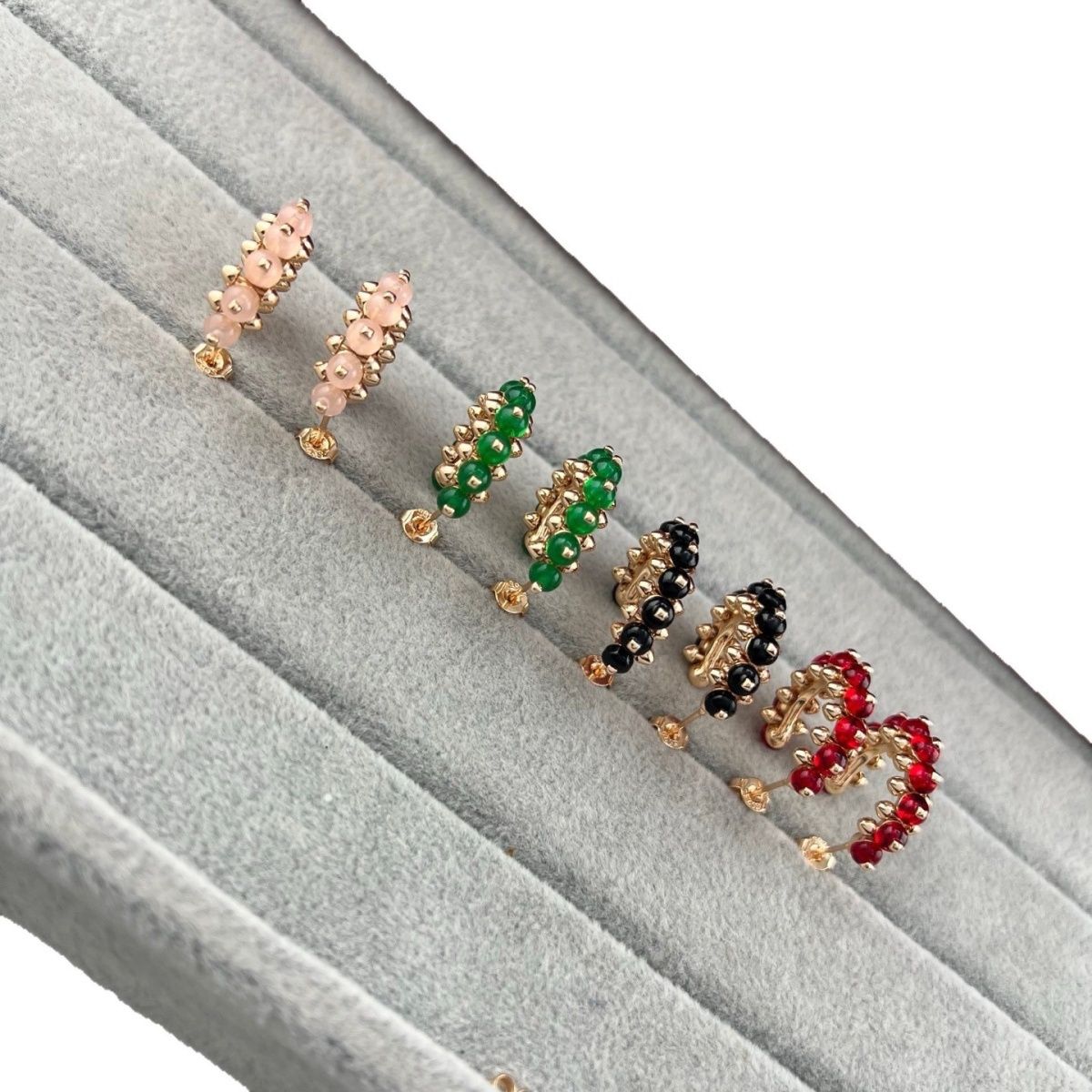 [LUXE]NEW COLORED GEMSTONE COLLECTION SMALL HOOP EARRINGS