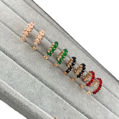[LUXE]NEW COLORED GEMSTONE COLLECTION SMALL HOOP EARRINGS